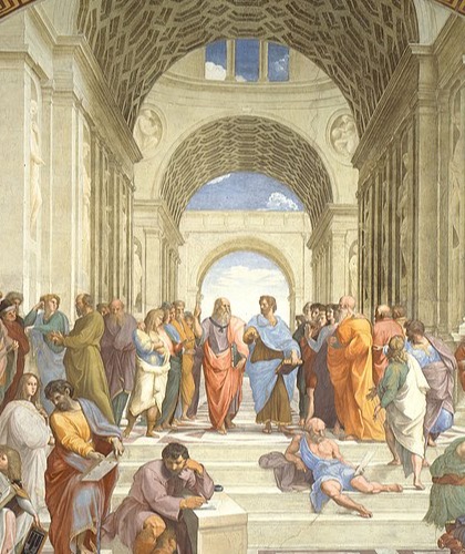 ラファエロ『アテネの学堂』中央部(1509-1511)