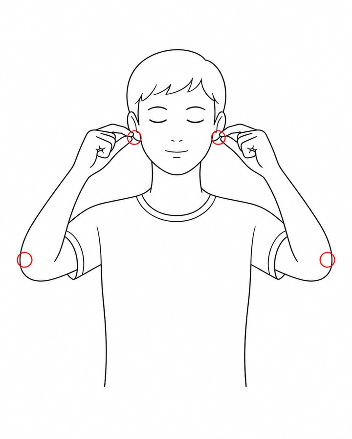 テスト2: 目を閉じて両手で両耳を触る